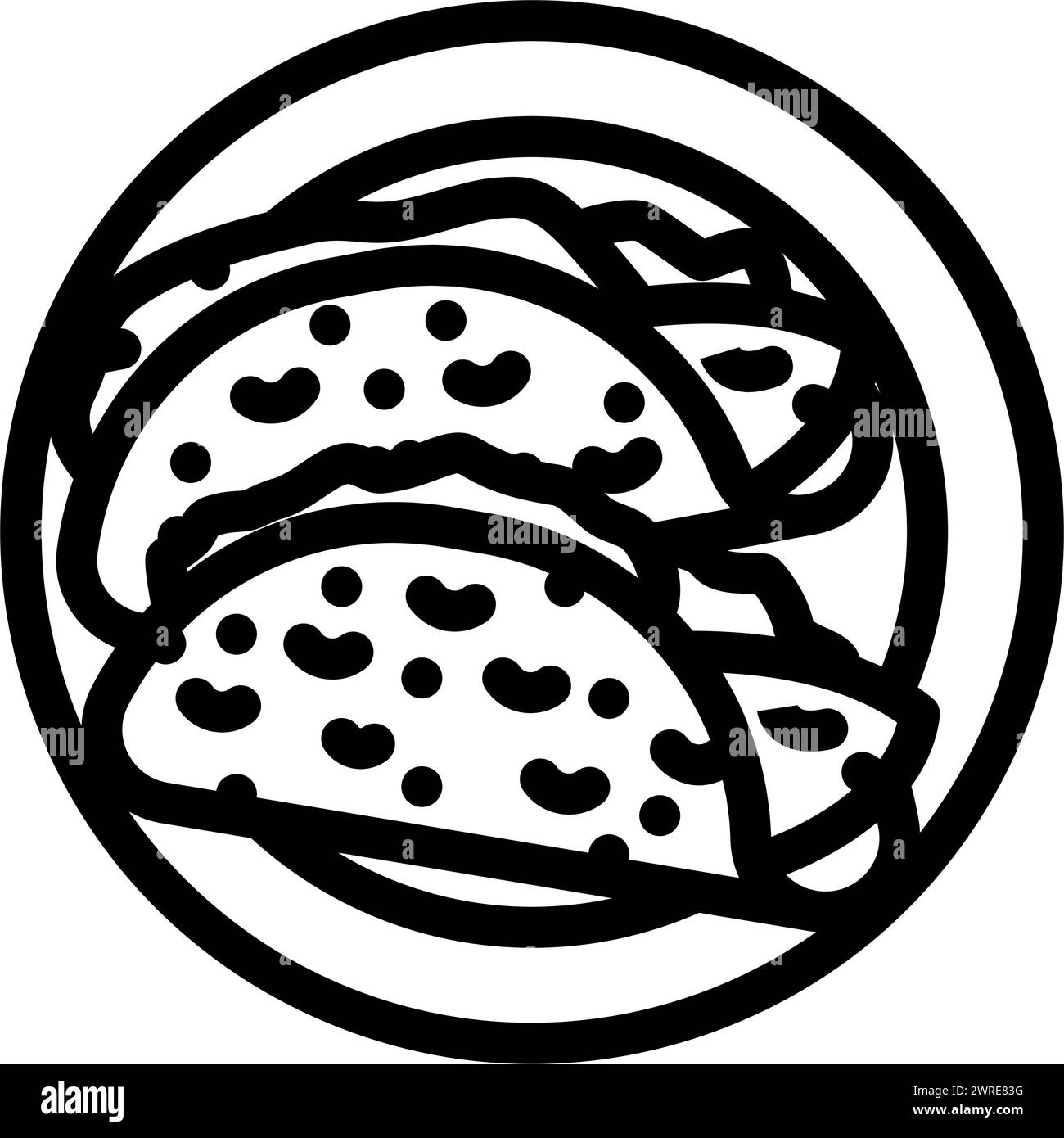 illustration vectorielle d'icône de ligne de cuisine de mer de taco de poisson Illustration de Vecteur