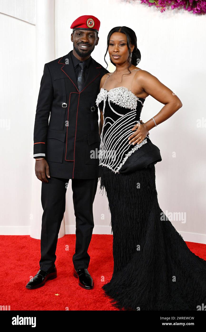 Los Angeles, Californie 10 mars 2024. Bobi Wine et Barbie Kyagulanyi aux 96e Oscars annuels à l'Ovation Hollywood le 10 mars 2024 à Los Angeles, Californie. Crédit : Valerie Goodloe/Media Punch/Alamy Live News Banque D'Images