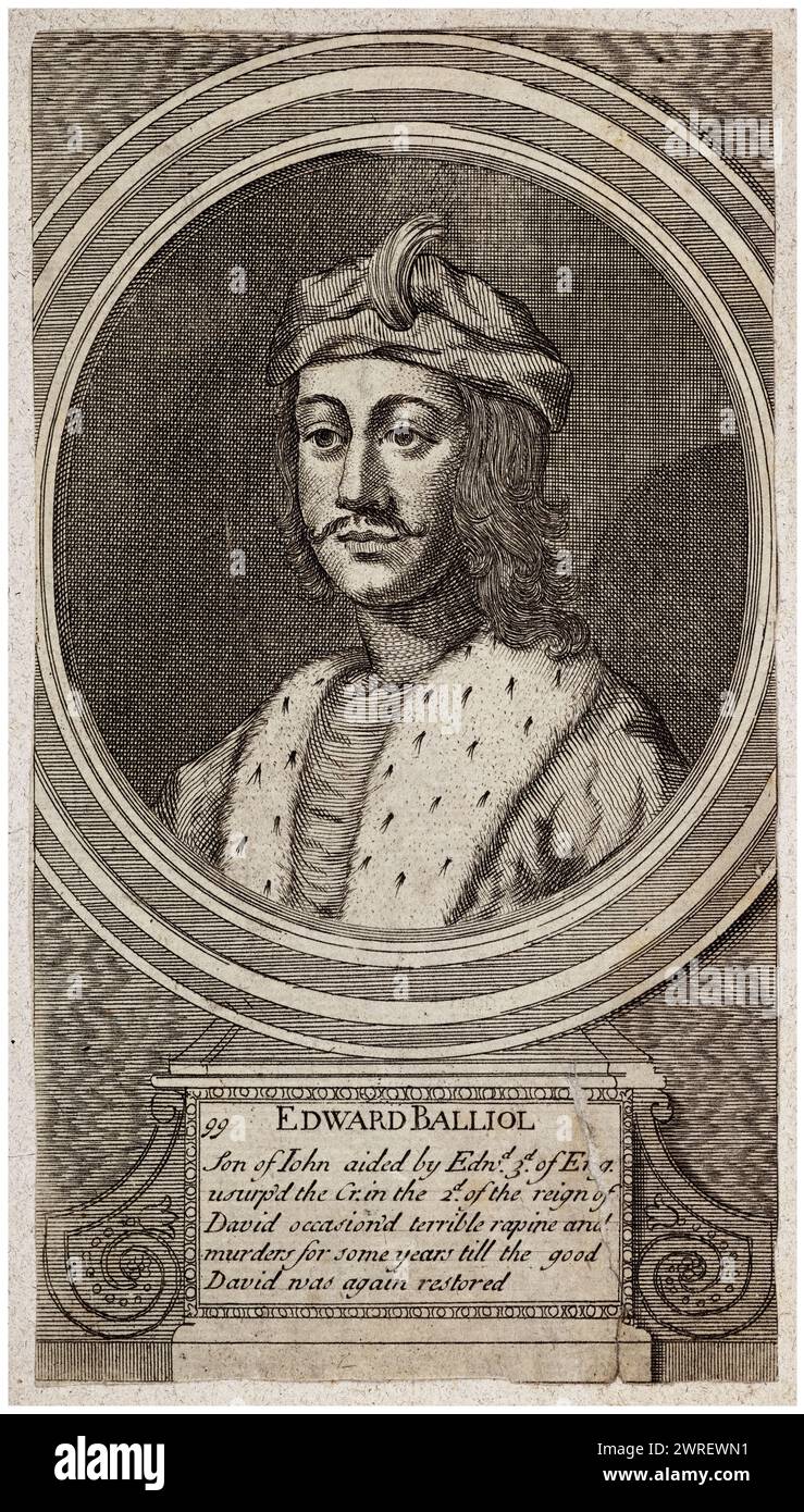 Edward Balliol (vers 1283-1364), prétendant contesté au trône écossais, roi d'Écosse (parties) 1332-1356, gravure de portrait, vers 1733-1734 Banque D'Images