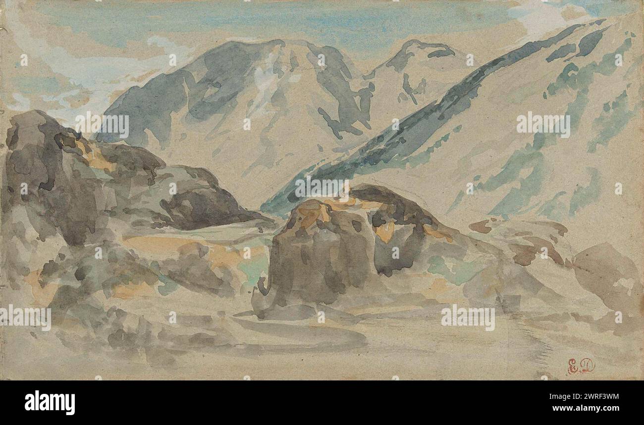 Berglandschap 1840 Eugène Delacroix (FR) Banque D'Images