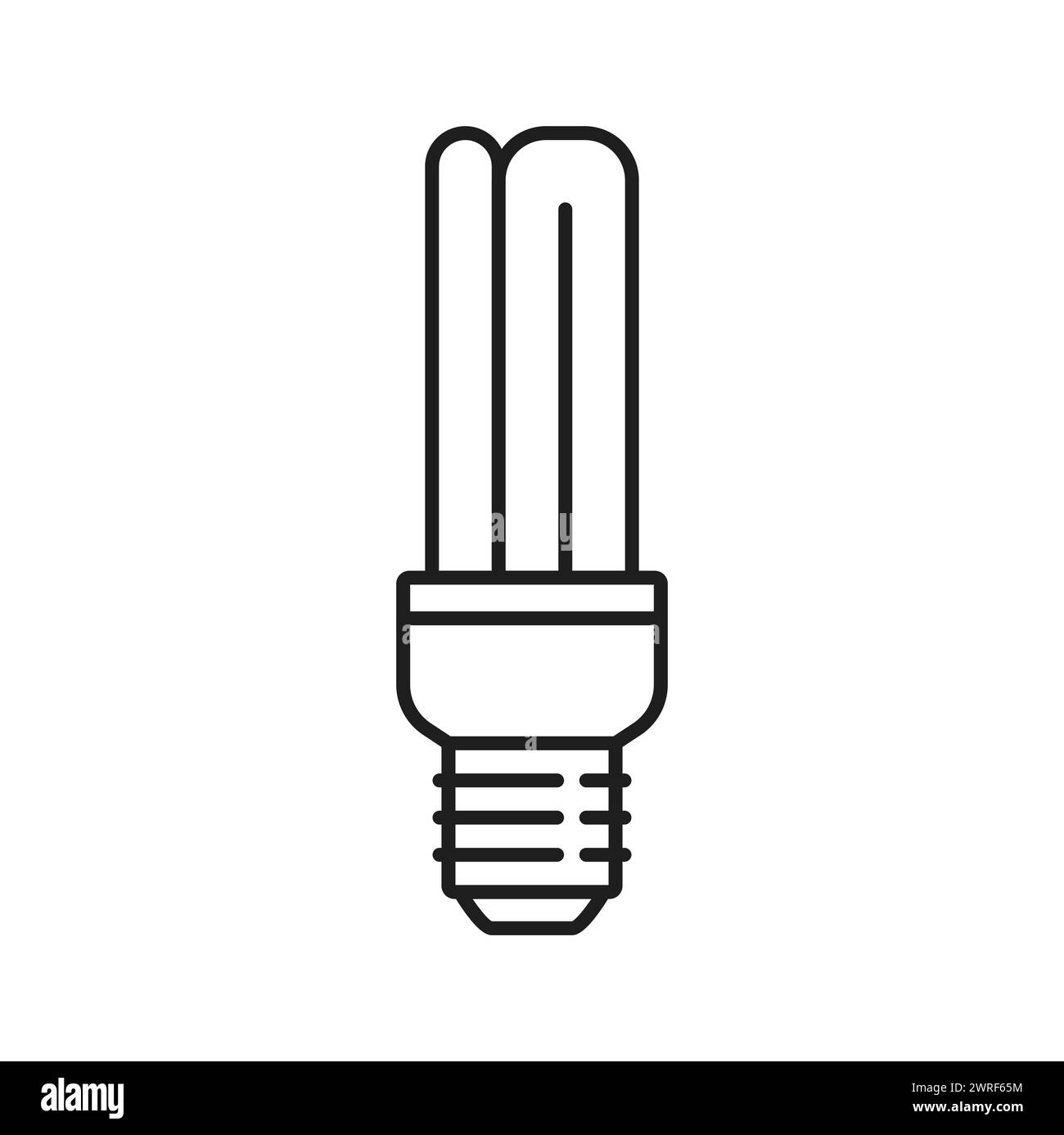 Icône de ligne d'ampoule et de lampe fluorescente compacte. Ampoule CFL économe en énergie, technologie d'éclairage économisant l'électricité ou icône vectorielle de ligne mince de lampe fluorescente E27 moderne ou signe de contour Illustration de Vecteur