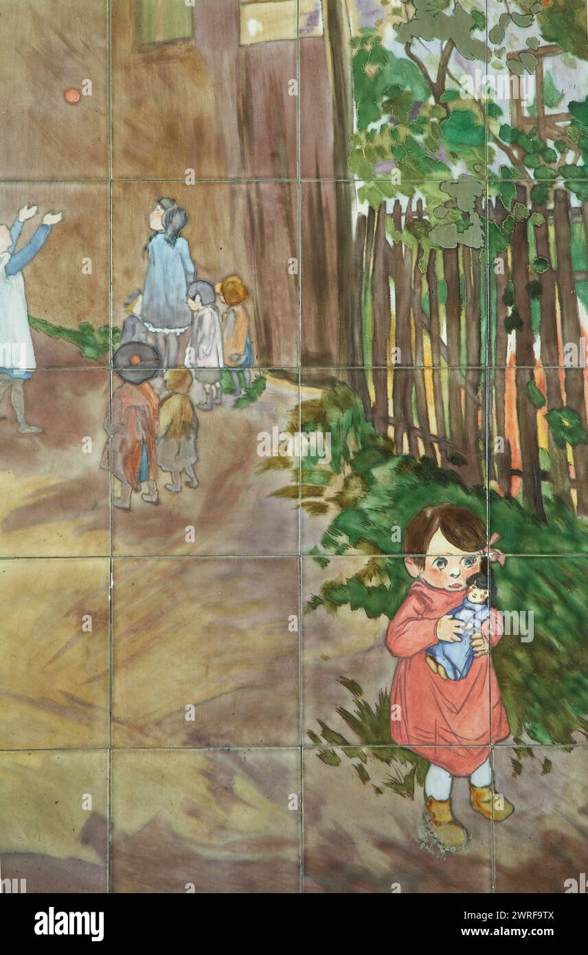 Francisque POULBOT (1879-1946) douze panneaux sur le thème des quatre saisons signés A. Arnoux, boulanger et Cie, Choisy-le-Roi ; daté de 1910. Au 43 bis rue Damrémont, Paris 75018 pour un ancien établissement de bains douches. Francisque POULBOT(1879–1946) douze panneaux sur le thème des quatre saisons produites A. Arnoux, boulanger et Cie, Choisy-le-Roi ; datés 1910. Au 43 bis rue Damrémont, Paris XVIIIe, pour un ancien établissement de bains-douches. Banque D'Images