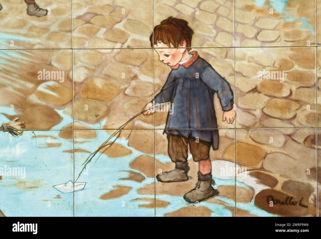 Francisque POULBOT (1879-1946) douze panneaux sur le thème des quatre saisons signés A. Arnoux, boulanger et Cie, Choisy-le-Roi ; daté de 1910. Au 43 bis rue Damrémont, Paris 75018 pour un ancien établissement de bains douches. Francisque POULBOT(1879–1946) douze panneaux sur le thème des quatre saisons produites A. Arnoux, boulanger et Cie, Choisy-le-Roi ; datés 1910. Au 43 bis rue Damrémont, Paris XVIIIe, pour un ancien établissement de bains-douches. Banque D'Images