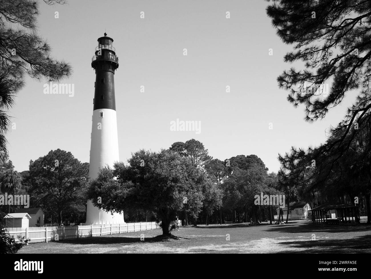 Photo stock du phare de Hunting Island à Beaufort, Caroline du Sud, États-Unis. Banque D'Images