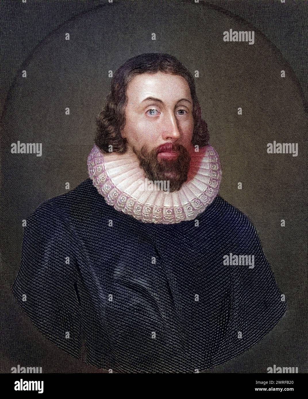 John Winthrop 1587 oder 1588 bis 1649 in England geborener Puritaner, der erster Gouverneur der Massachusetts Bay Colony wurde Stich von C.W. Sharpe nach Vandyke aus dem 19. Jahrhundert / John Winthrop 1587 ou 1588 à 1649 puritain né anglais qui est devenu premier gouverneur de la colonie de la baie du Massachusetts à partir du XIXe siècle gravure par C.W. Sharpe après Vandyke , Historisch, digital restaurierte reproduction von einer Vorlage aus dem 19. Jahrhundert, date du dossier non précisée, Banque D'Images