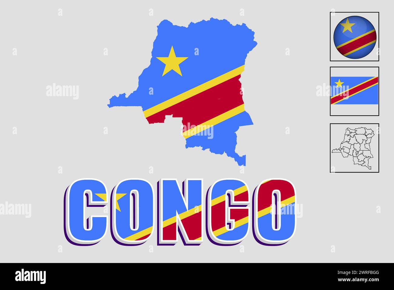 Drapeau et carte du Congo en illustration vectorielle Illustration de Vecteur