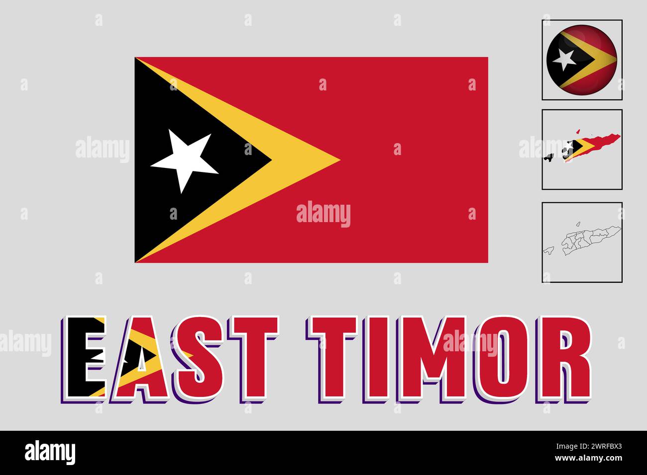 Drapeau et carte du Timor oriental en illustration vectorielle Illustration de Vecteur