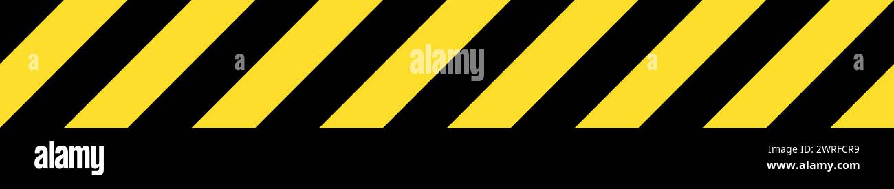 Bandes d'avertissement de ruban de barricade - bandes diagonales noires et jaunes, illustration vectorielle sans couture répétable Illustration de Vecteur