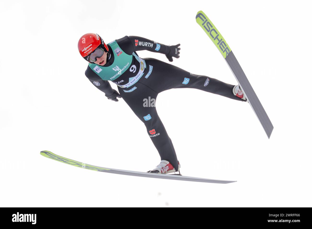 Trondheim 20240312.Karl Geiger d'Allemagne lors du saut en Coupe du monde FIS à Granåsen à Trondheim. Photo : Geir Olsen / NTB Banque D'Images