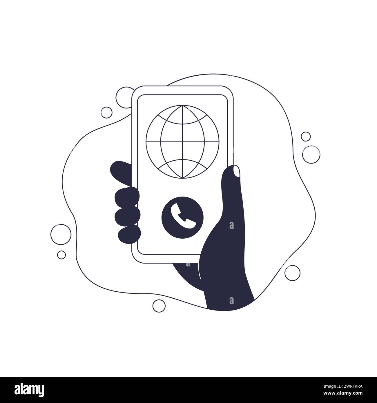 icône de vecteur d'appel international avec le téléphone en main Illustration de Vecteur