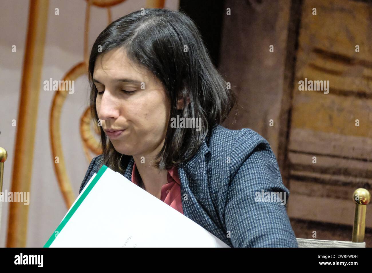 Roma, Italie. 12 mars 2024. La segretaria del Partito Democratico PD Elly Schlein partecipa alla presentazione del progetto di legge sui perturi alimentari tenutasi presso la Sala Zuccari del Senato a Roma, Marted&#xec;, 12 marzo 2024 (foto Mauro Scrobogna/LaPresse) la secrétaire du Parti démocrate PD Elly Schlein participe à la présentation du projet de loi sur les troubles de l'alimentation qui s'est tenue à la Sala Zuccari du Sénat à Rome, mardi 12 mars 2024. (Photo de Mauro Scrobogna/LaPresse) crédit : LaPresse/Alamy Live News Banque D'Images