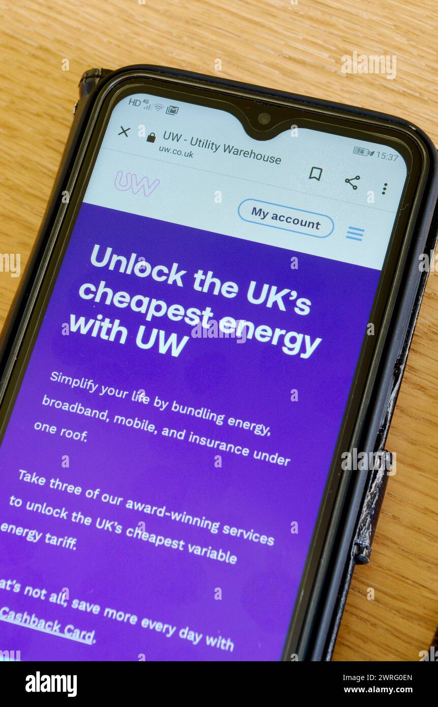 Site Web de l'entrepôt utilitaire sur un smartphone Banque D'Images