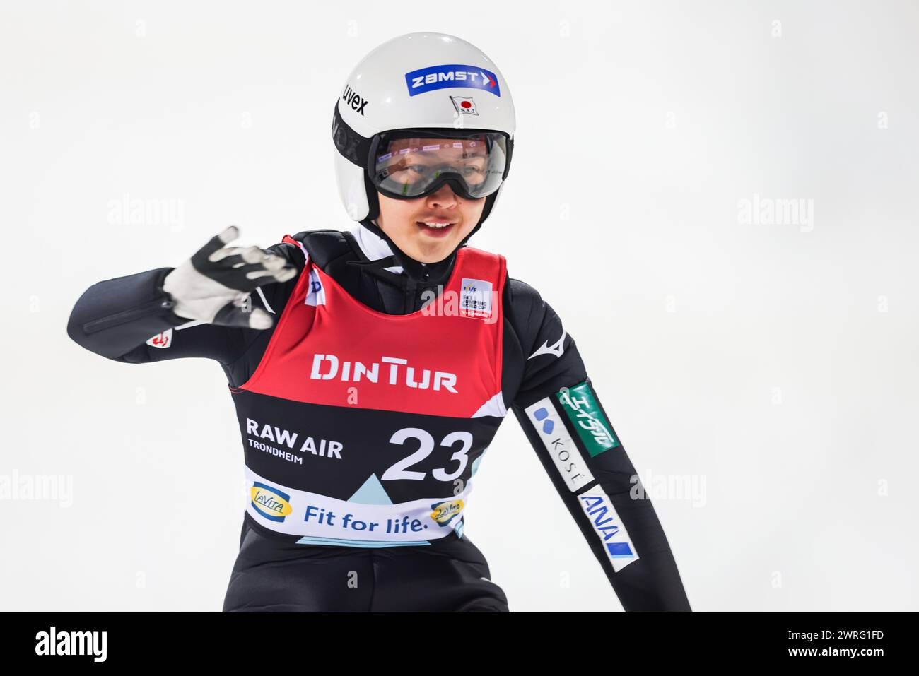 Trondheim 20240312.Nozomi Maruyama du Japon après son deuxième saut lors de la Coupe du monde FIS saut femmes à Granåsen à Trondheim. Photo : Geir Olsen / NTB Banque D'Images
