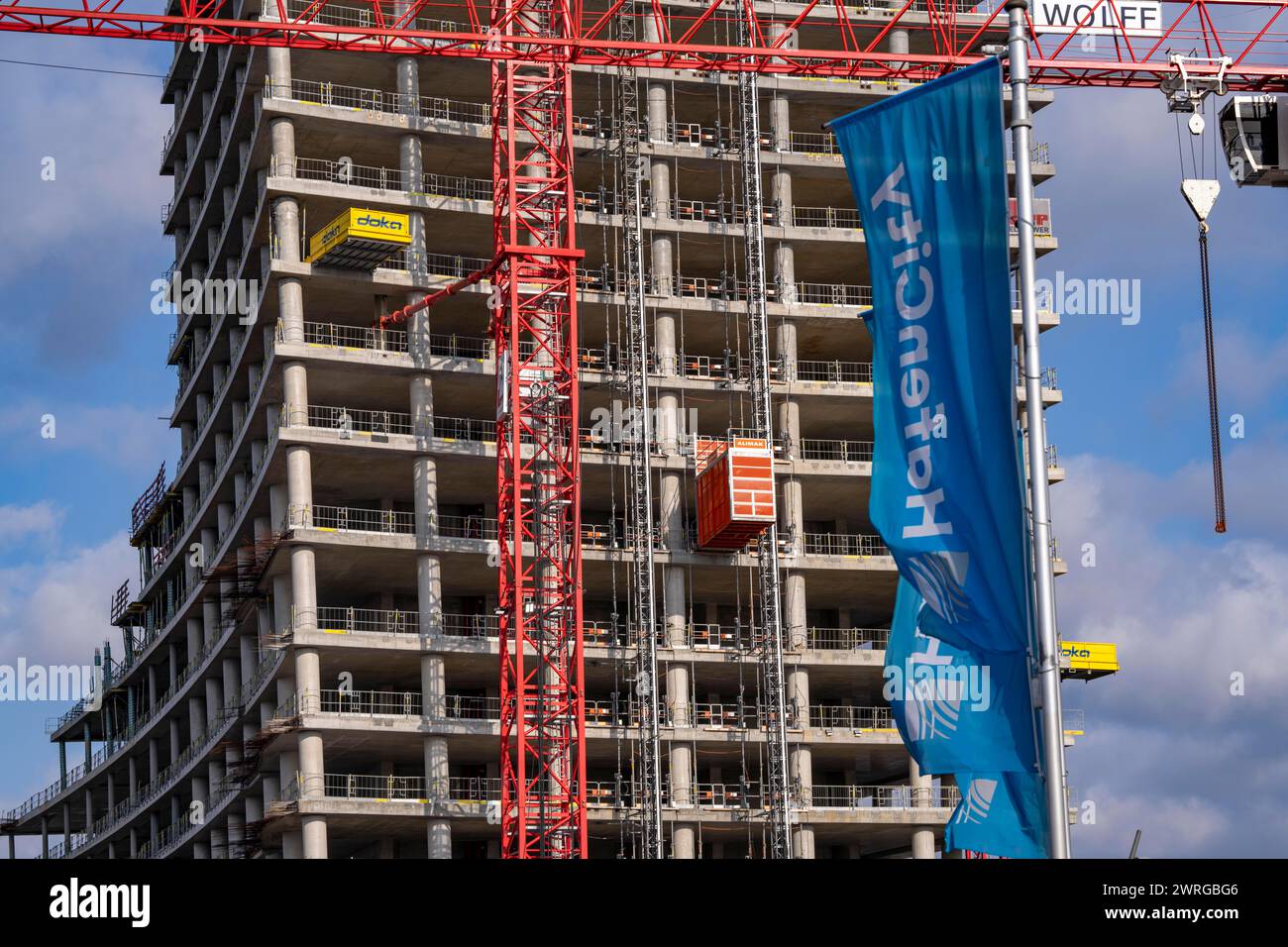 Shell du projet de construction Elbtower, la conclusion architecturale de Hafencity Hambourg, à l'est, est de croître à 64 étages et 245 mètres dans Banque D'Images