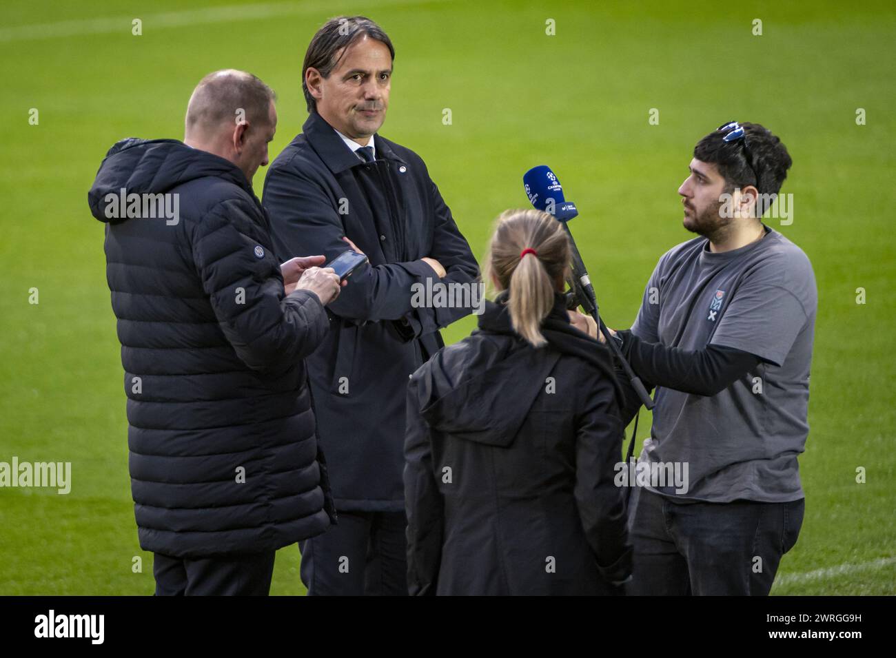 Madrid, Espagne. 12 mars 2024. Simone Inzaghi, entraîneur du FC Internazionale, a été vu lors de la séance d'entraînement et de la conférence de presse un jour avant le match de football de la Ligue des Champions entre l'Atletico Madrid et le FC Internazionale au stade Metropolitano de Madrid, en Espagne. Crédit : Agence photo indépendante/Alamy Live News Banque D'Images