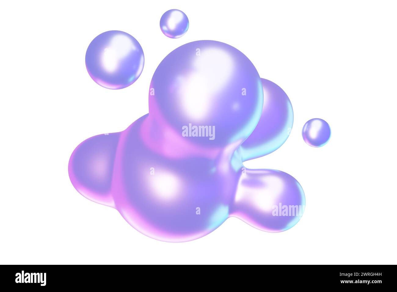 Abstrait 3d rond metaball forme liquide avec effet holographique. Banque D'Images