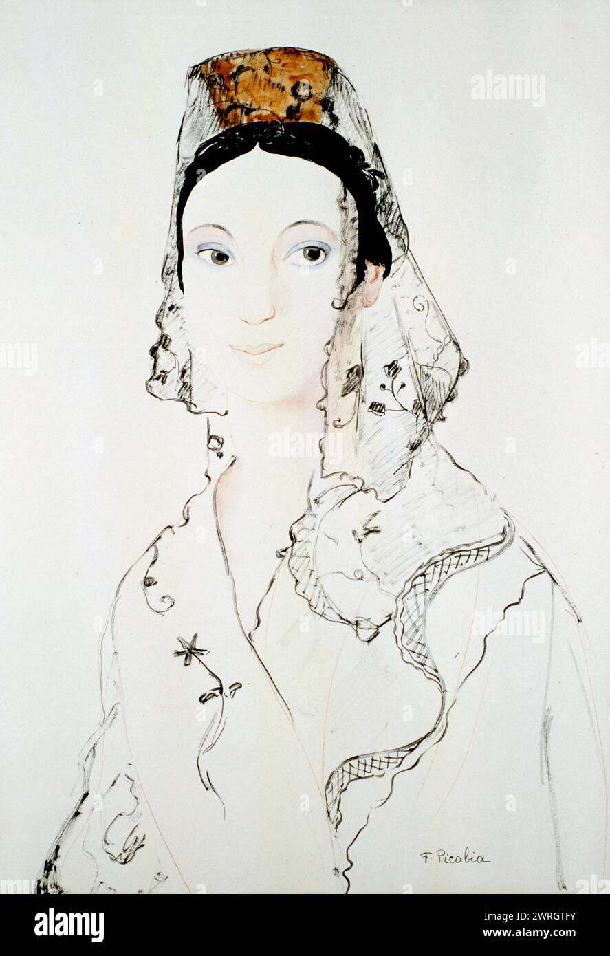 'L'Andalouse', 1927. Les premières œuvres de Francis Picabia étaient dans le style impressionniste. Après 1912, il développe un style de cubisme abstrait avec des éléments orphelins contigus au dadaïsme. Banque D'Images