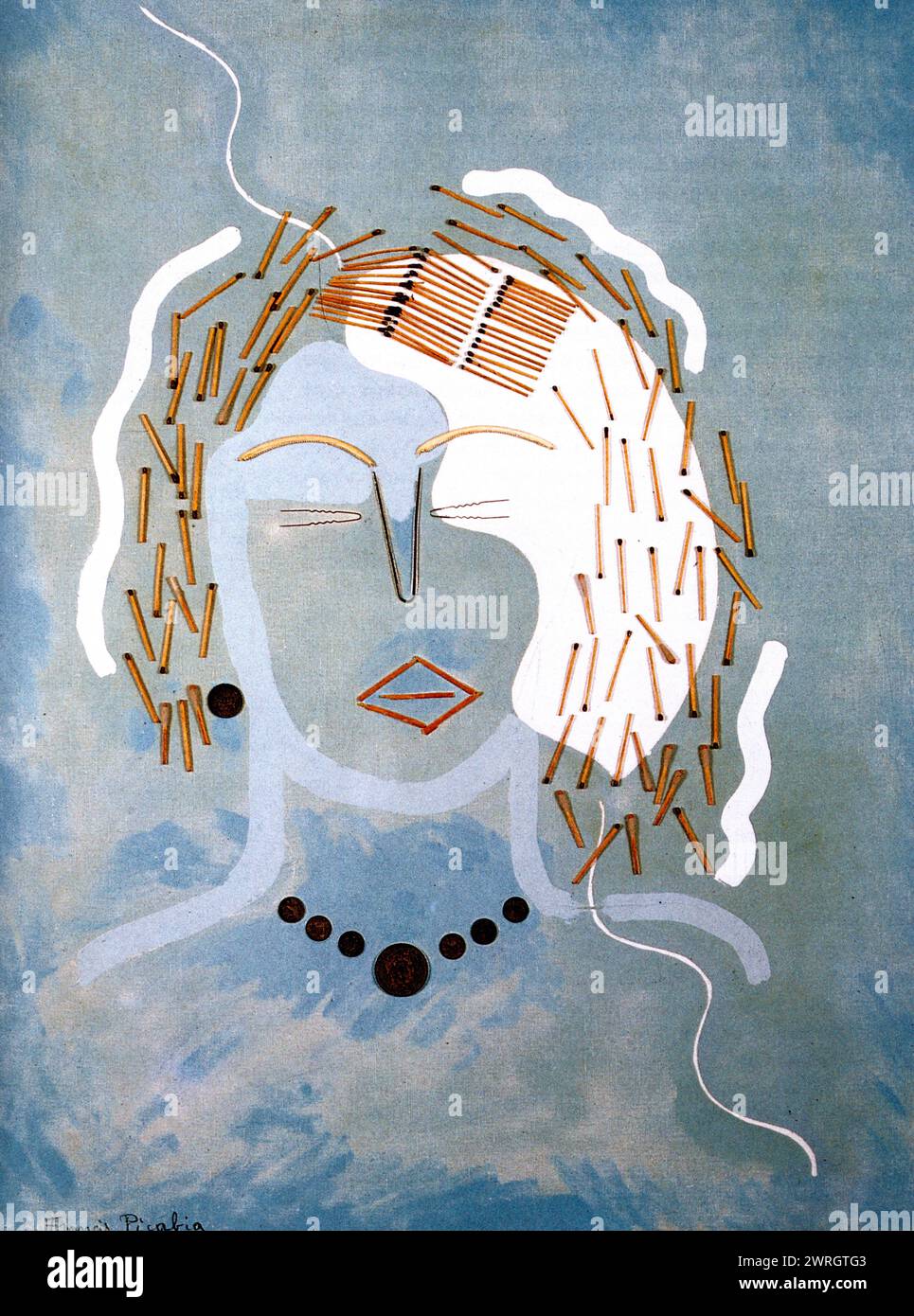 'La femme avec les allumettes', 1920. Collection Lindy et Edwin Bergman. Les premières œuvres de Francis Picabia sont dans le style impressionniste. Après 1912, il développe un style de cubisme abstrait avec des éléments orphelins contigus au dadaïsme. Banque D'Images