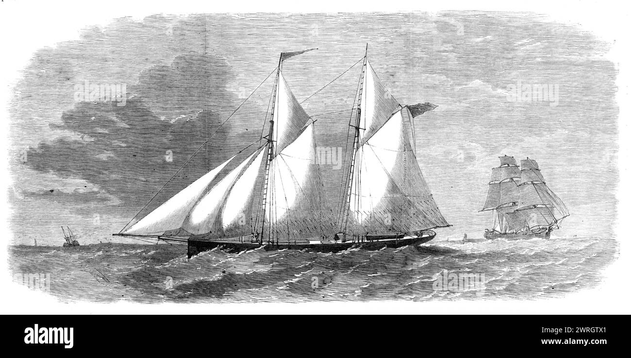 Le West Hartley No. 1, une nouvelle goélette à fond plat pour le commerce du charbon en Nouvelle-Galles du Sud, 1864. L'un des deux navires «...construits par messieurs Lewis et Stockwell pour messieurs Broomfield et Whitaker... ils sont parfaitement à fond plat, et, lorsqu'ils sont chargés pour Sydney, ils ne dessinent que 2 pieds. 9 po. Avec ce très léger tirant d'eau, ils viennent de terminer le voyage vers Sydney, une distance de 16 000 milles. Bien qu'ils aient connu des conditions météorologiques très violentes, ils sont arrivés en bon état. Ils sont destinés à la West Hartley Coal Company, de Nouvelle-Galles du Sud, et doivent être employés pour transporter du charbon à Sydney Banque D'Images