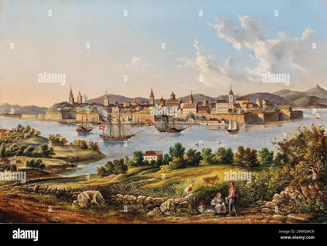 Vue sur la ville de Zadar, XIXe siècle. Collection privée Banque D'Images