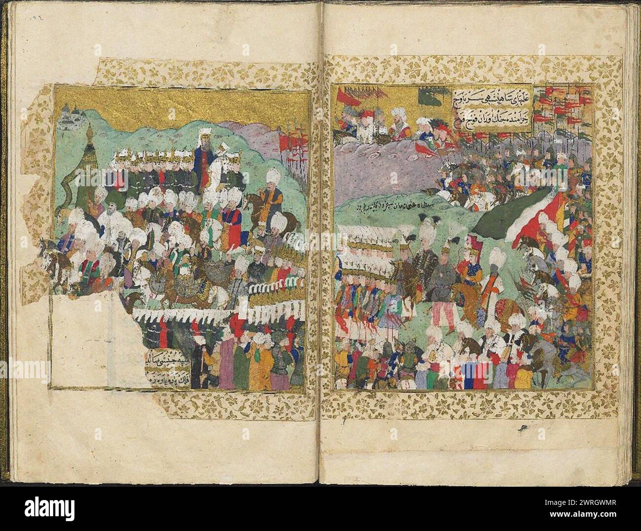 Le sultan Osman II part en guerre contre la Pologne-Lituanie, de Sehname-i Nadiri (Bibliothèque du Musée du Palais de Topkapi, H. 1124), vers 1622. Trouvé dans la collection du Topkapi-Palast, Istanbul. Banque D'Images