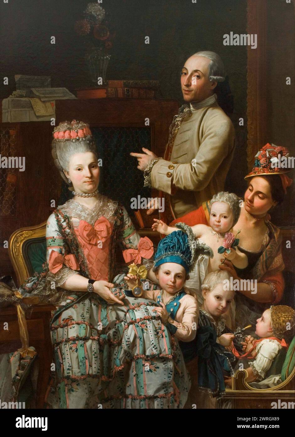 Antonio Ghidini et sa famille, XVIIIe siècle. Trouvé dans la collection du LABIRINTO di Franco Maria Ricci. Banque D'Images