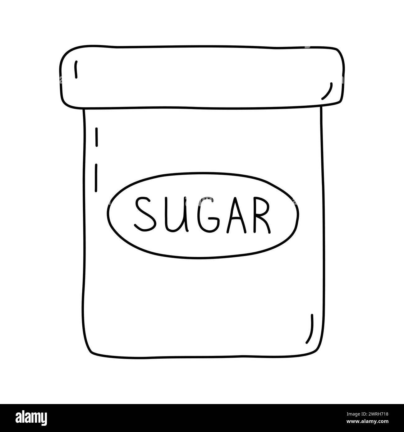 Boîte en métal ou boîte avec sucre étiquette, illustration vectorielle plate de style doodle pour livre de coloriage pour enfants Illustration de Vecteur