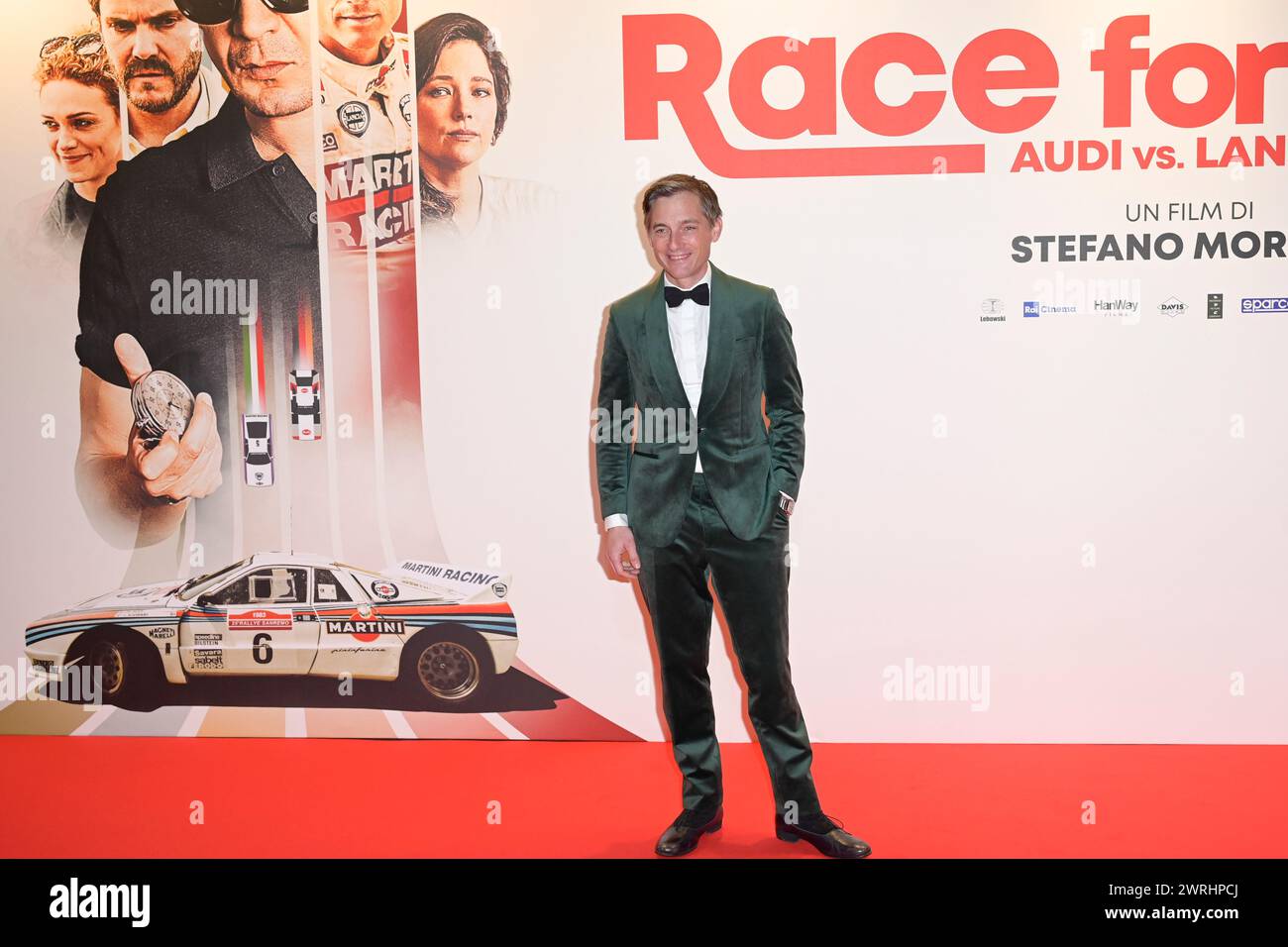 Rome, Italie. 12 mars 2024. Volker Bruch assiste au tapis rouge de la première du film 'Race for Glory' au Space Cinema Moderno. Crédit : SOPA images Limited/Alamy Live News Banque D'Images