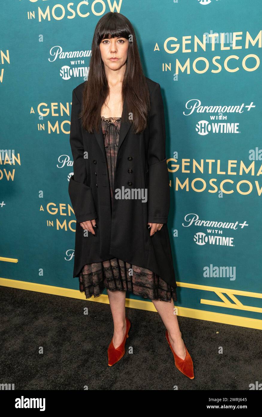 New York, États-Unis. 12 mars 2024. Zoe Winters assiste à la première du film 'A Gentleman in Moscow' au MoMA à New York le 13 mars 2024. (Photo de Lev Radin/Sipa USA) crédit : Sipa USA/Alamy Live News Banque D'Images