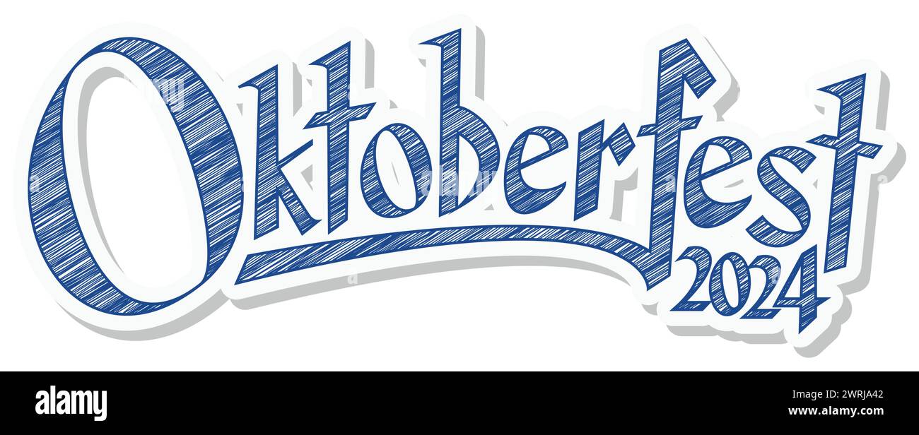 En-tête bleu et blanc avec motif de gribouillage et texte Oktoberfest 2024 Illustration de Vecteur