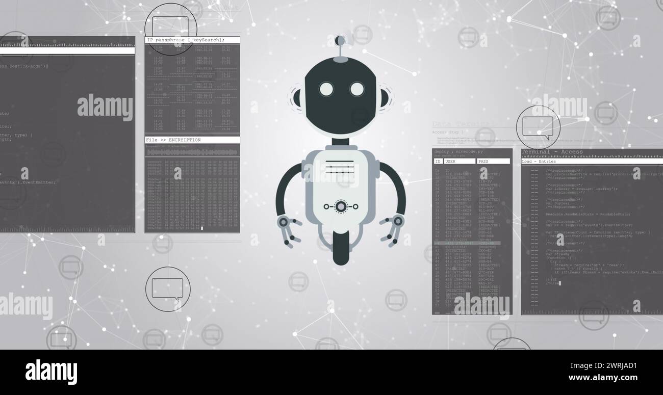 Image de l'icône ai chatbot et du traitement des données Banque D'Images