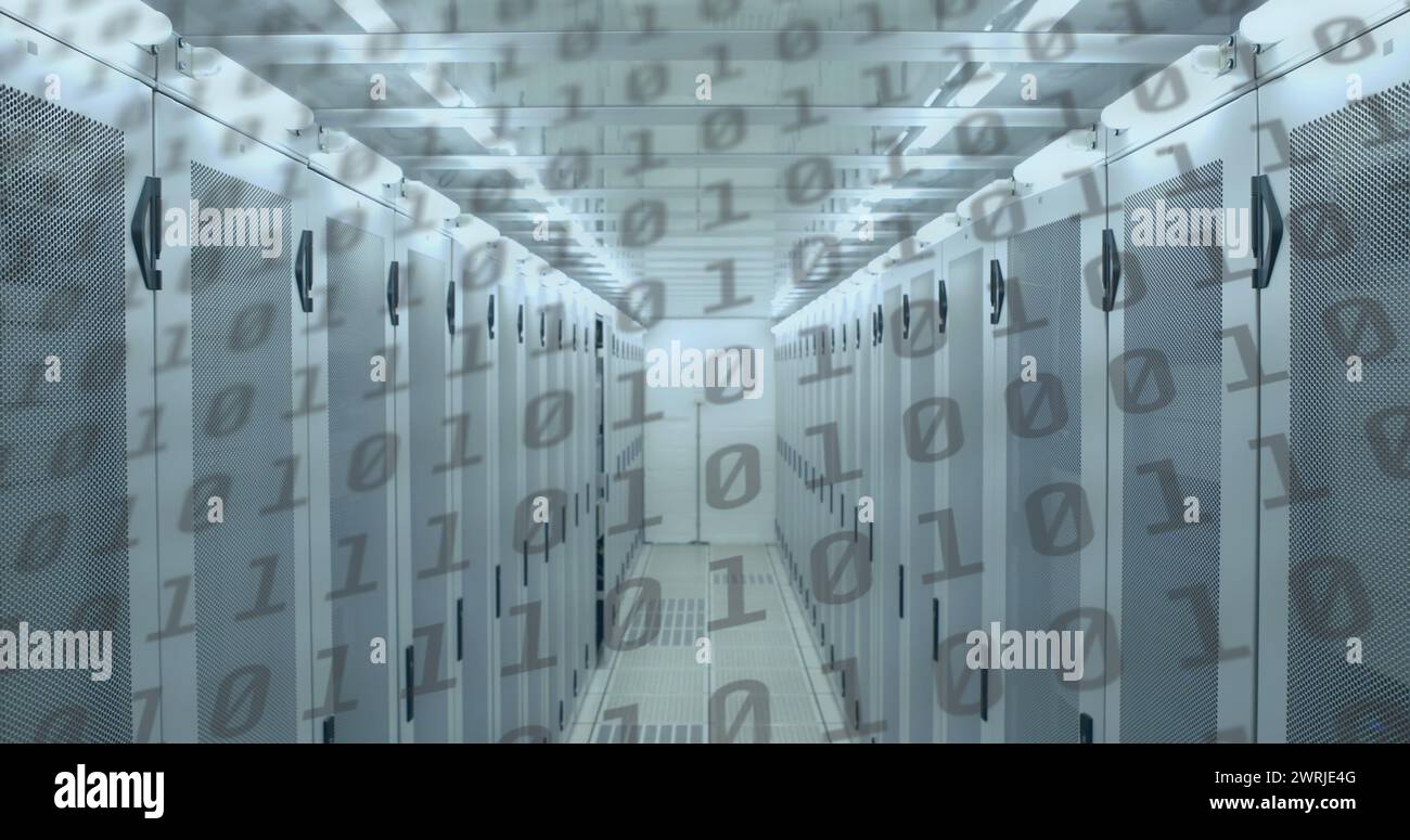 Illustration de la modification des numéros de codage binaire sur les serveurs informatiques Banque D'Images