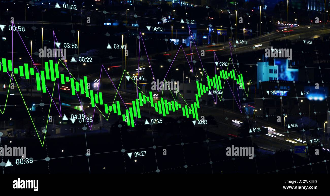 Image du traitement des données financières sur CityScape Banque D'Images
