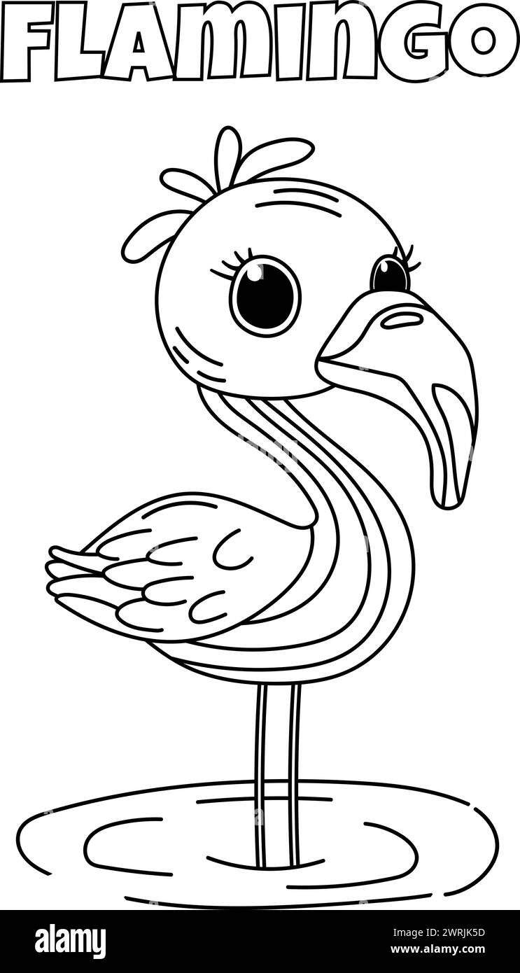 Flamingo Coloring Book page pour les enfants d'âge préscolaire est Une activité amusante Illustration de Vecteur