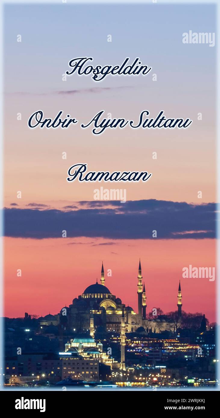 Bienvenue sur le thème du ramadan et vues sur la ville d'Istanbul Banque D'Images