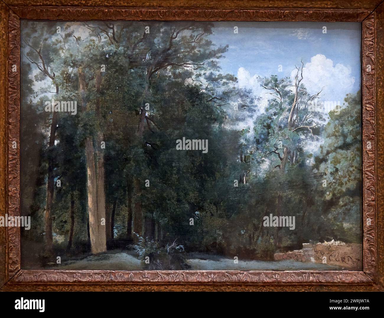 “Clearing dans la forêt de Fontainebleau avec une Muraille basse”, CA. 1830-35, Camille Corot (1796-1875), Musée Guggenheim Bilbao, Bilbao, pays Basque, S Banque D'Images