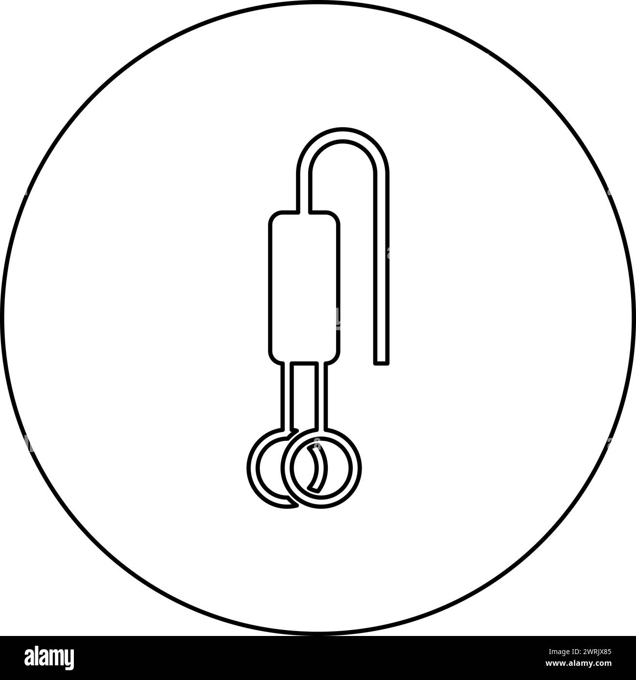 Thermoplongeur électrique pour l'icône de l'eau en cercle rond couleur noire illustration vectorielle d'image contour ligne de contour mince style simple Illustration de Vecteur