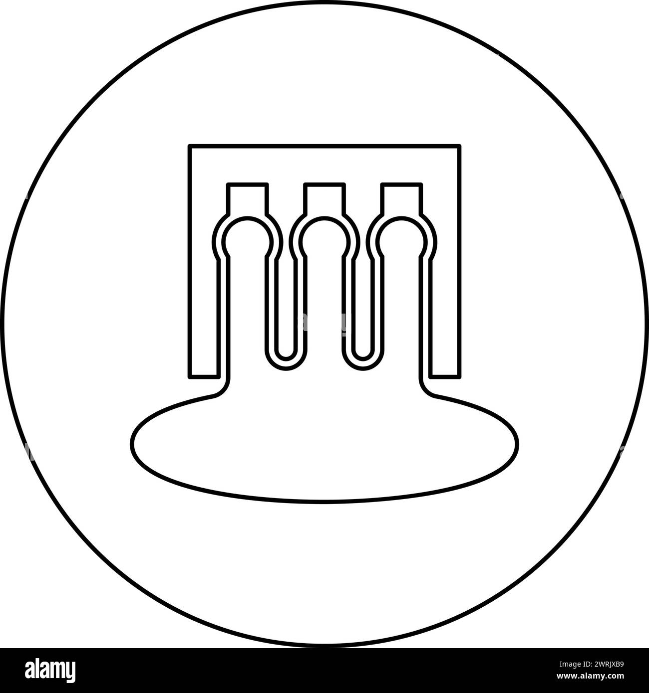 Hydro dam hydroélectrique centrale hydroélectrique centrale hydroélectrique centrale de technologie d'énergie hydroélectrique icône de centrale électrique dans l'image d'illustration vectorielle de couleur noire ronde circulaire Illustration de Vecteur