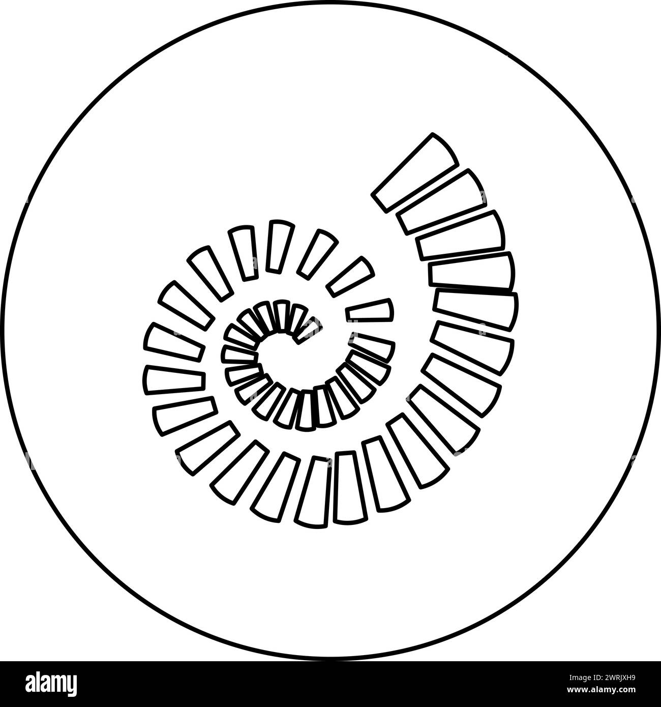 Escalier en colimaçon icône d'escalier circulaire en cercle rond noir illustration vectorielle d'image contour ligne de contour mince style simple Illustration de Vecteur