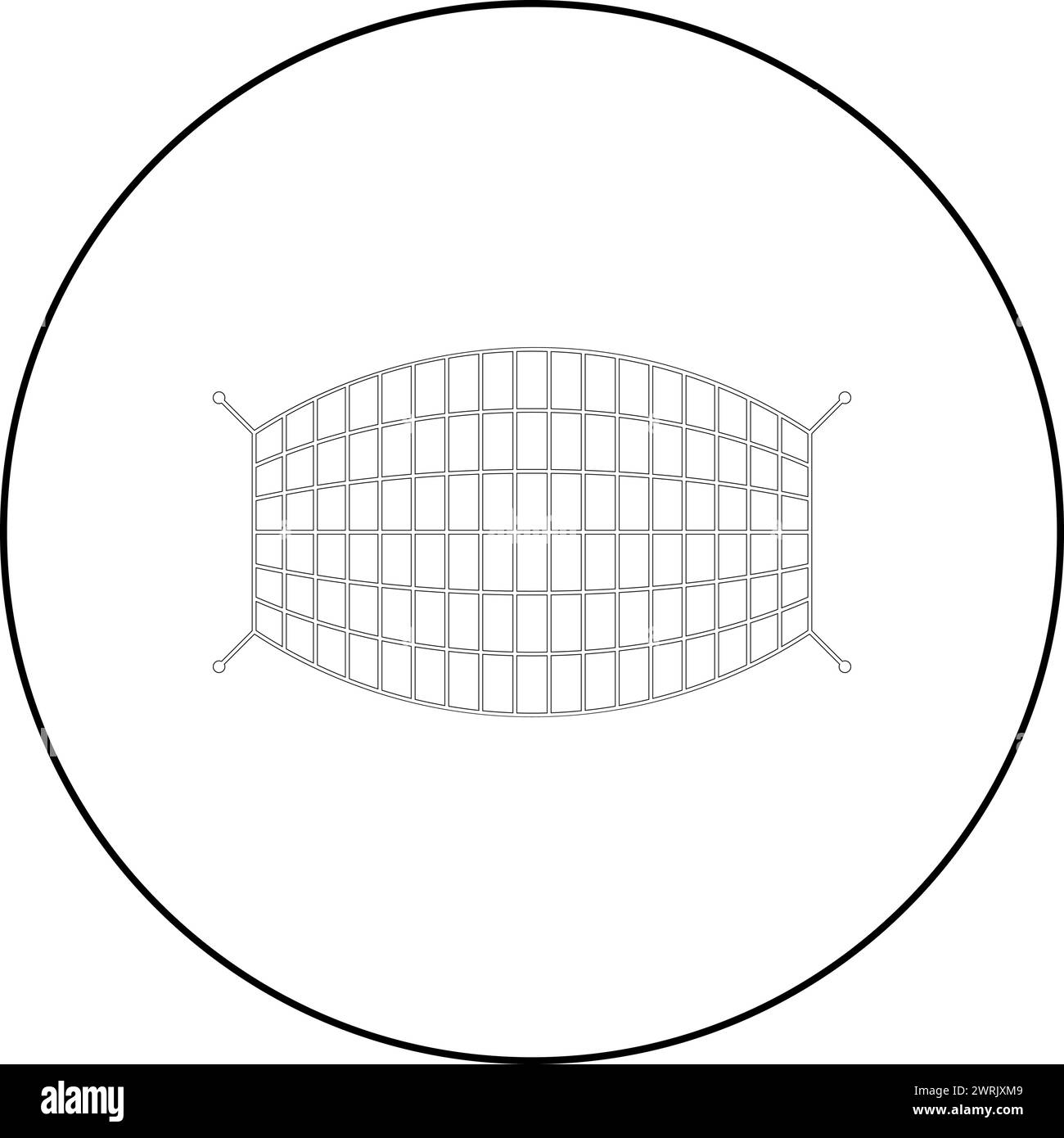 Icône de filet de corde de filet en cercle rond noir illustration vectorielle de couleur noire contour d'image ligne de contour mince style simple Illustration de Vecteur
