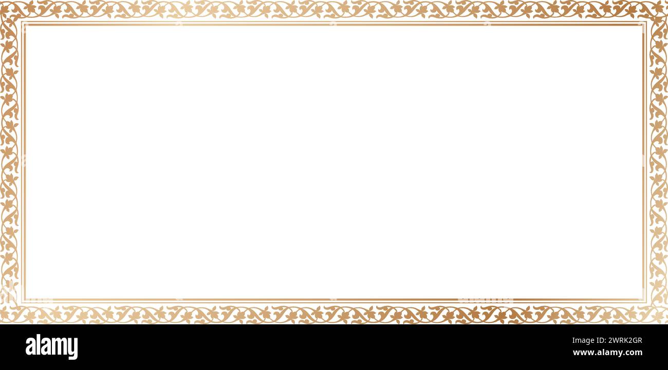 Ornement décoratif cadre rectangle élément élégant pour le design style oriental, place pour le texte. Bordure dorée florale. Illustration de dentelle pour invitations Illustration de Vecteur