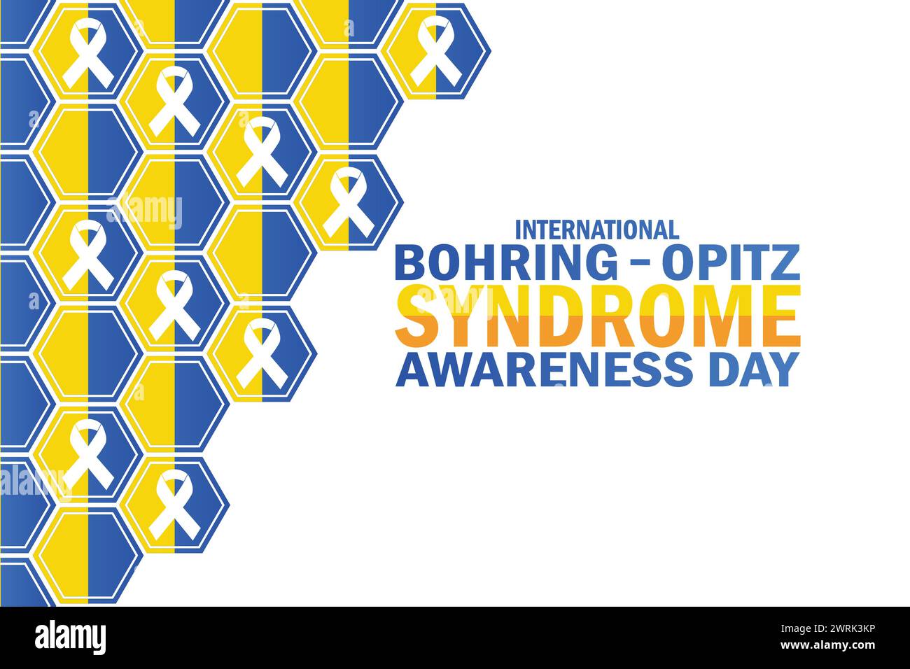 Fond d'écran International Bohring Opitz syndrome Awareness Day avec des formes et typographie. Journée internationale de sensibilisation au syndrome de Bohring Opitz Illustration de Vecteur