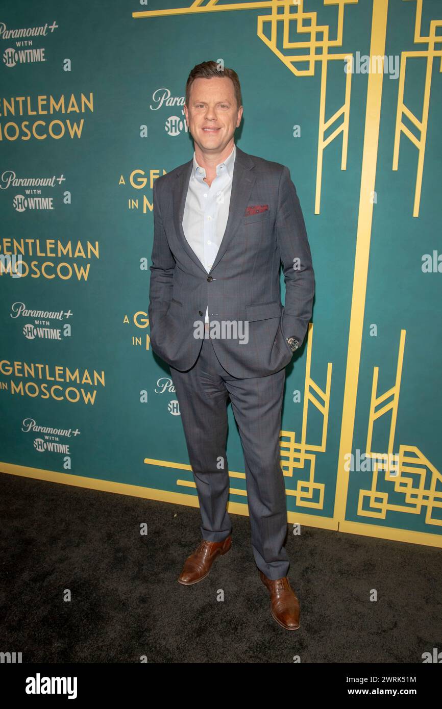 New York, États-Unis. 12 mars 2024. Willie Geist assiste à l'événement de première « A Gentleman in Moscow » à New York, au Museum of Modern Art. Crédit : SOPA images Limited/Alamy Live News Banque D'Images