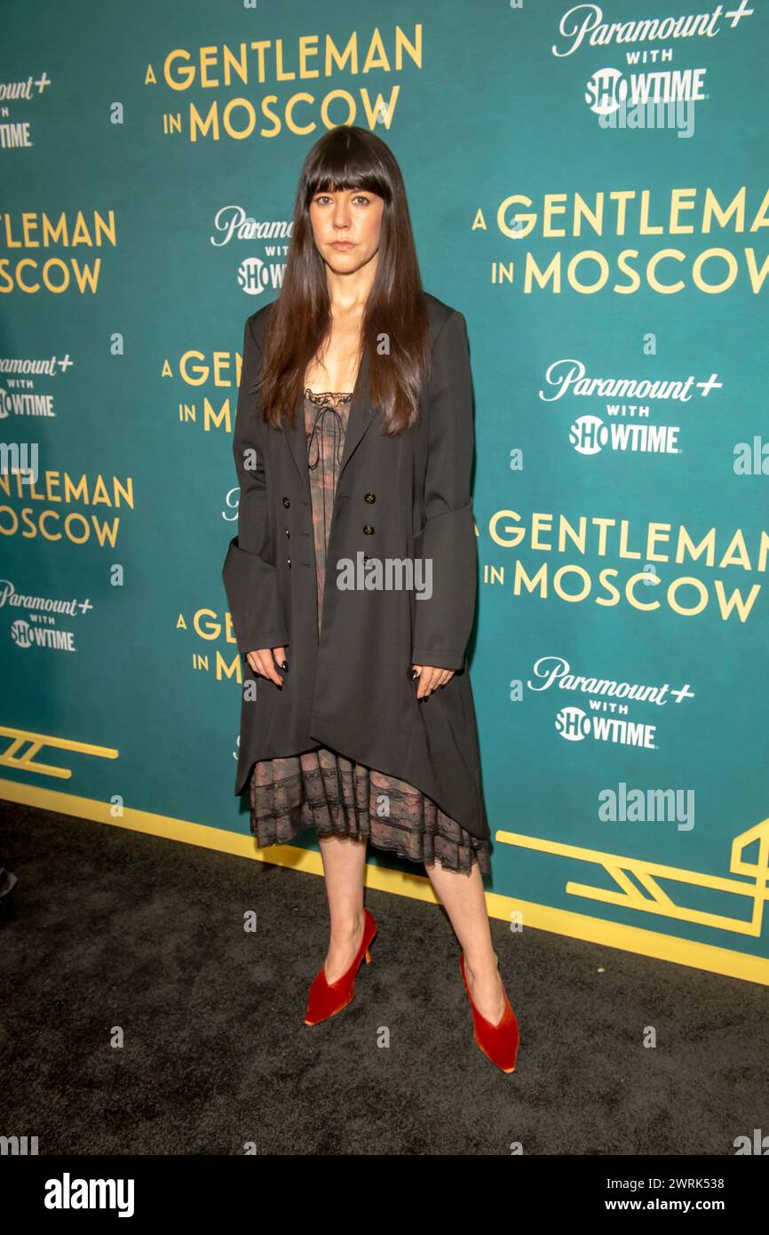 New York, États-Unis. 12 mars 2024. Zoe Winters assiste à la première manifestation « A Gentleman in Moscow » à New York, au Museum of Modern Art. Crédit : SOPA images Limited/Alamy Live News Banque D'Images