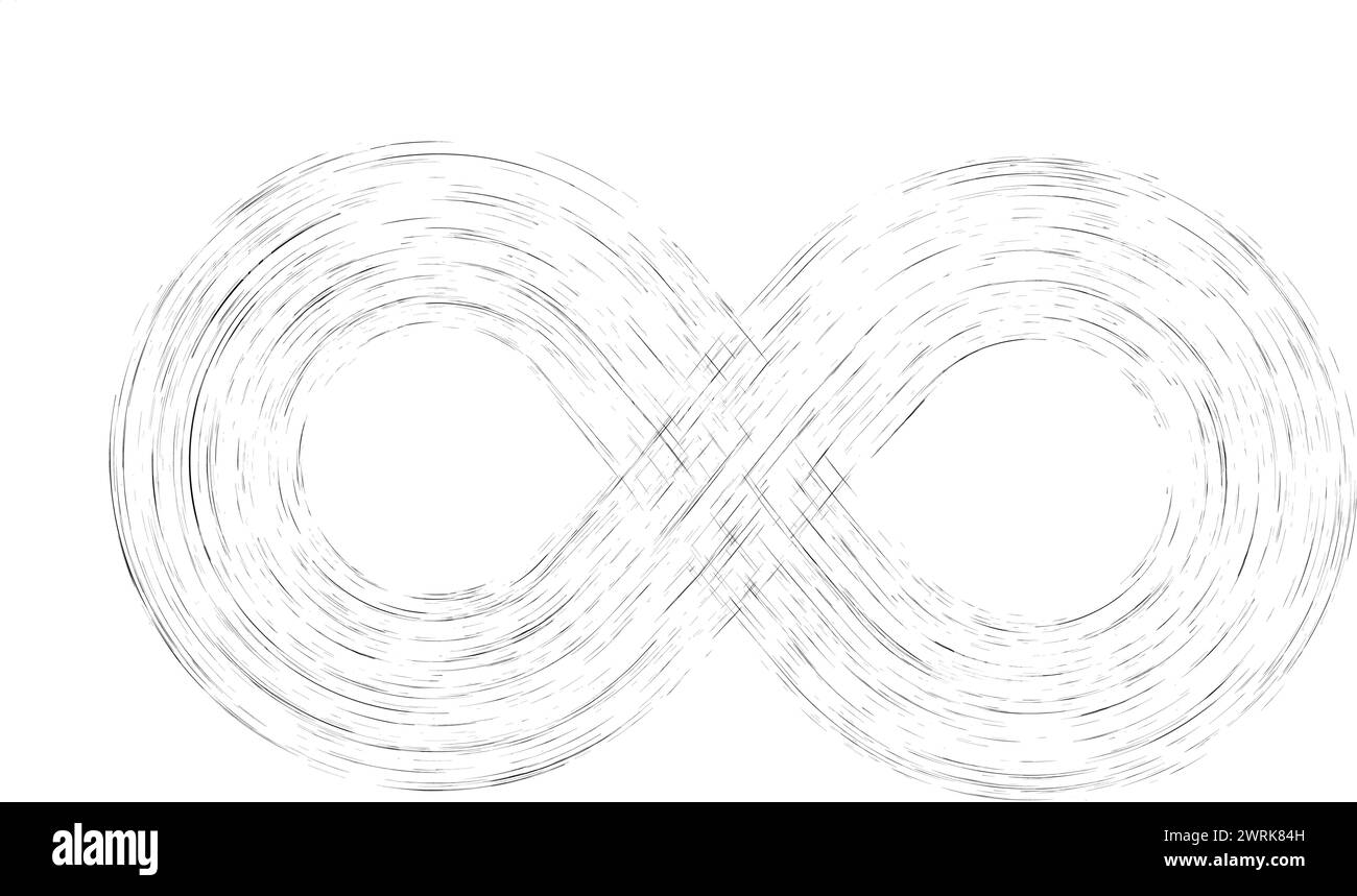 L'image en noir et blanc d'un symbole de l'infini est une représentation des possibilités infinies et du potentiel de la vie. Les coups de pinceau et les lignes de Illustration de Vecteur