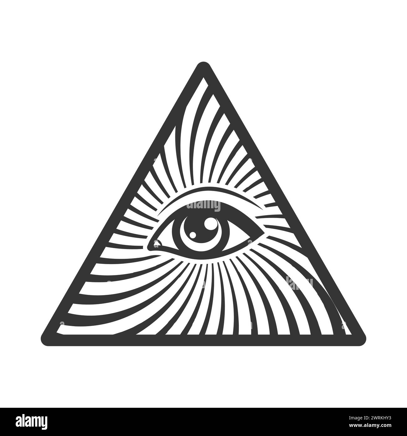 Œil tout-voyant sur la pyramide des francs-maçons symboles de l'occultisme, illuminati société secrète, éléments vectoriels isolés sur blanc Illustration de Vecteur