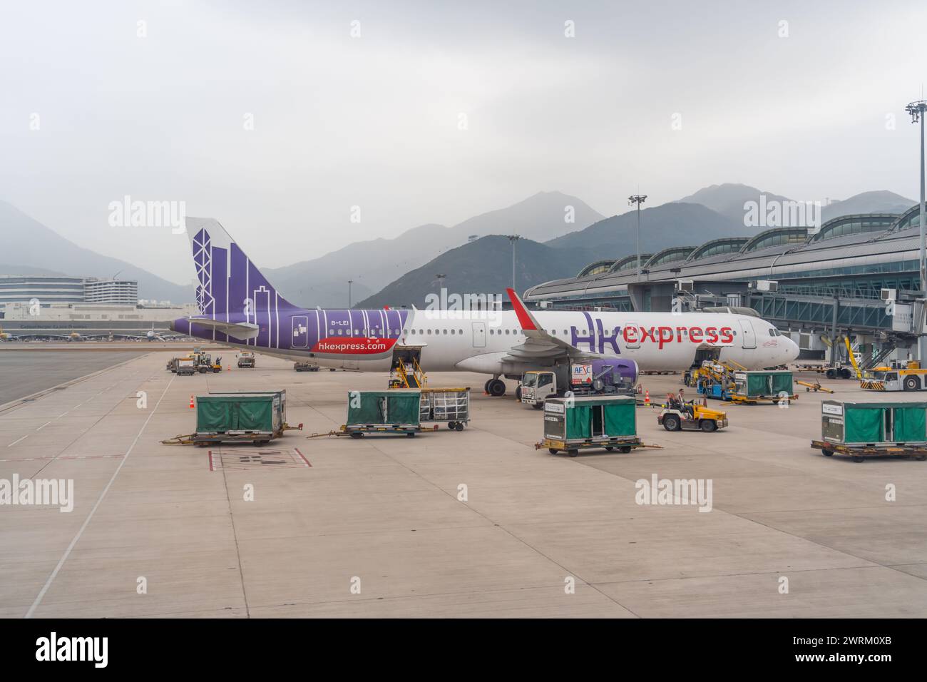Compagnie aérienne économique HK Express airbus a321 Aéroport international de Hong Kong, Hong Kong, 20 janvier 2024. Banque D'Images