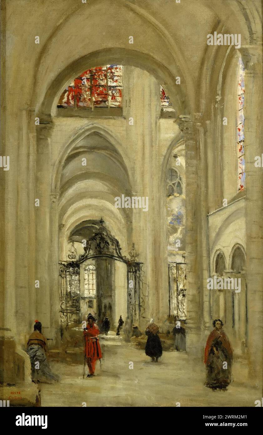 Corot, Jean-Baptiste Camille -- la Cathédrale de sens, vue de l’interieur, 1874 toile, 61 x 40 cm RF 22 25 Banque D'Images