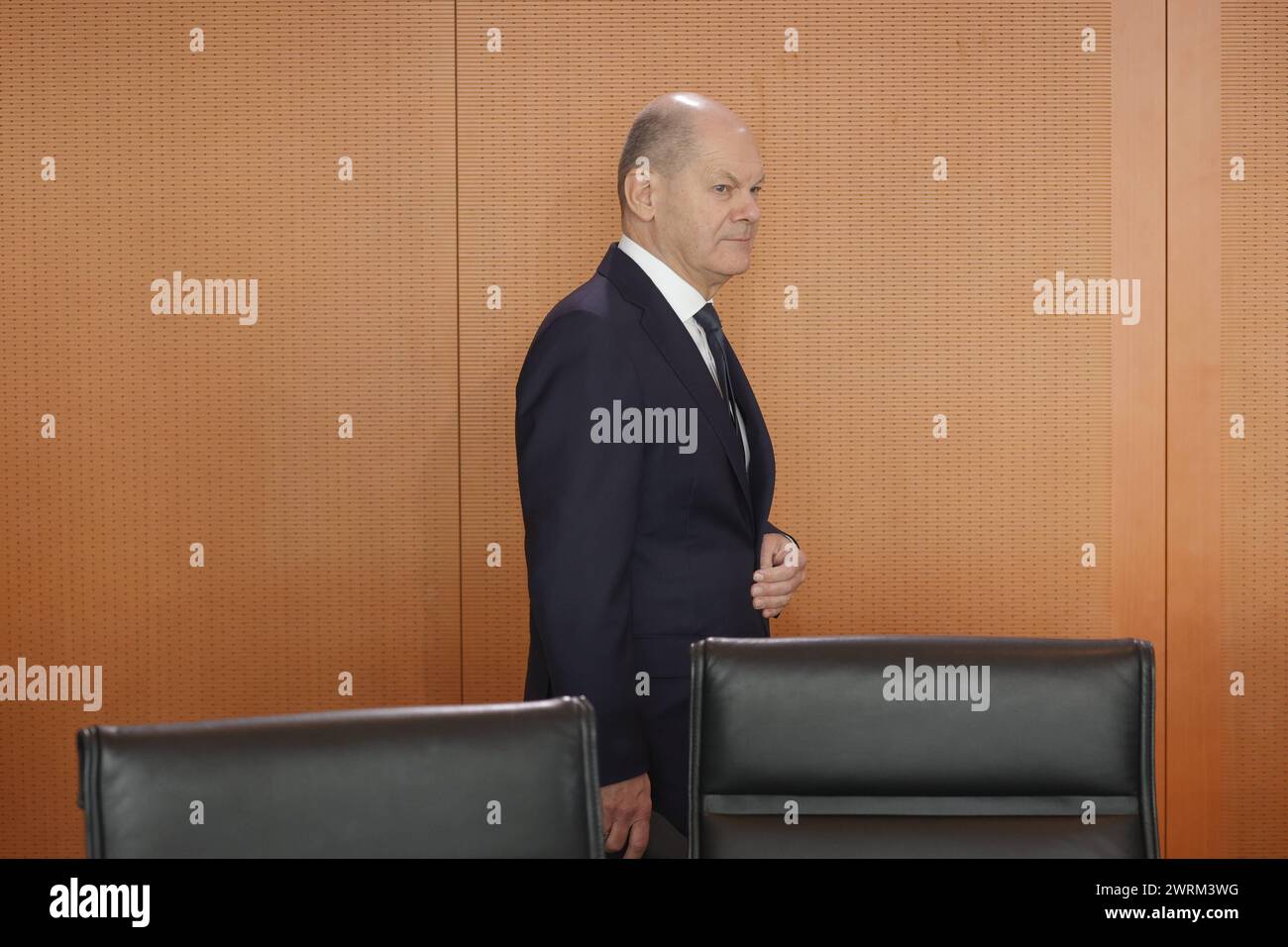 OLAF Scholz, Bundeskanzler , Deutschland, Berlin, Bundeskanzleramt, DAS Bundeskabinett befasst sich in seiner 93. Sitzung AM 13. März 2024 unter anderem mit dem Entwurf eines Vierten Bürokratieentlastungsgesetzes. *** Olaf Scholz, chancelier fédéral, Allemagne, Berlin, chancellerie fédérale, lors de sa 93e réunion, le 13 mars 2024, le Cabinet fédéral discutera, entre autres, de l'ébauche d'une quatrième Loi sur l'allègement de la bureaucratie Banque D'Images