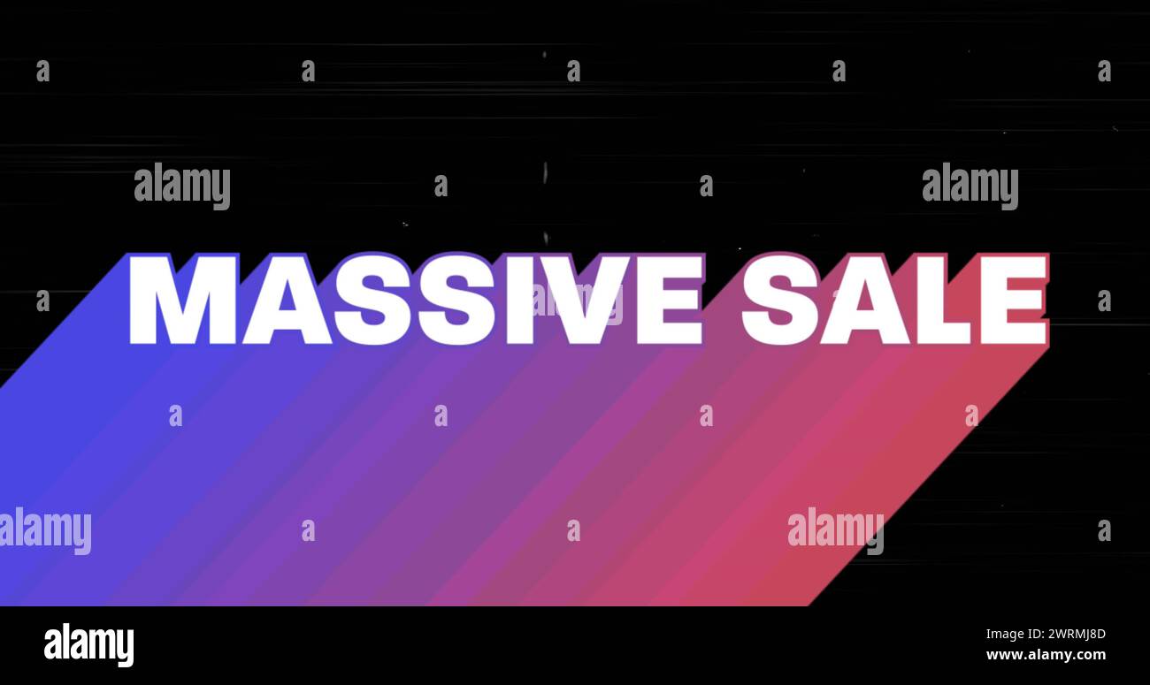 Image de texte de vente massive rétro avec ombre colorée arc-en-ciel sur fond noir scintillant Banque D'Images